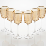 Linea Wine Glass, Amber with Gold Rim, 9 Oz., Set of 6