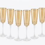 Linea Champagne Flute, Amber with Gold Rim, 6 Oz., Set of 6
