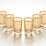 Linea Shot Glass, Amber with Gold Rim, 2 Oz., Set of 6