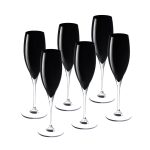 Opaque Black Champagne Flute, 11 oz. Set of 6