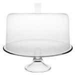 Opal Cake stand and large Dome with White knob, 13"D