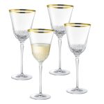 Jolie-Gold Wine Glass with Gold Rim, 8 oz. Set of 4