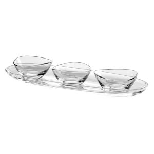 Papaya set, Tray with 3 Bowl, Tray: 16"L x 4.5"W x 1.1"H