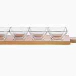 Torcello Set, Wood Tray & 4 Bowl, Tray: 17"L x 3.75"W Bowls: 3.25"W