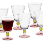 Spectrum Water Goblet with Rose color on stem, 9 oz. Set of 6
