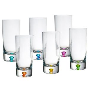 Pinnacle Highball, Assorted Colors bubble, 12 oz. Set of 6