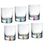 Pinnacle Double Old Fashioned, Assorted Colors Bubble, 9.5 oz. Set of 6