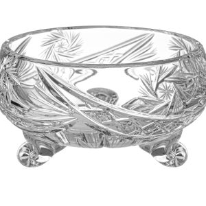 Pinwheel Crystal Cut Footed Bowl 5"D