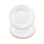 Aura-Gold White Round Plate with Gold rim, Set of 4
