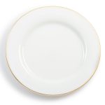 Aura-Gold Charger, White with Gold rim, 12"D, Set of 2